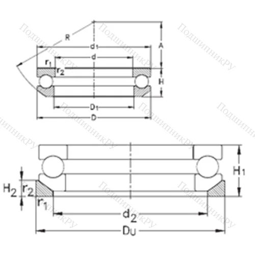 Подшипник шариковый упорный 53417+U 417