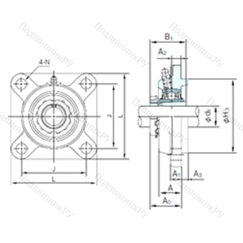 Подшипниковый узел шариковый радиальный UKFS 318+H 2318