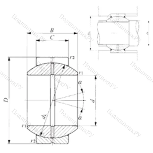 Подшипник скольжения сферический GE 25GS от производителя  IKO