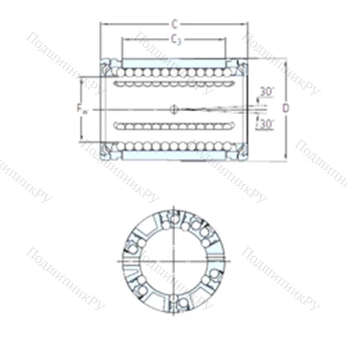 Подшипник шариковый линейный LBCD 20 A-2LS