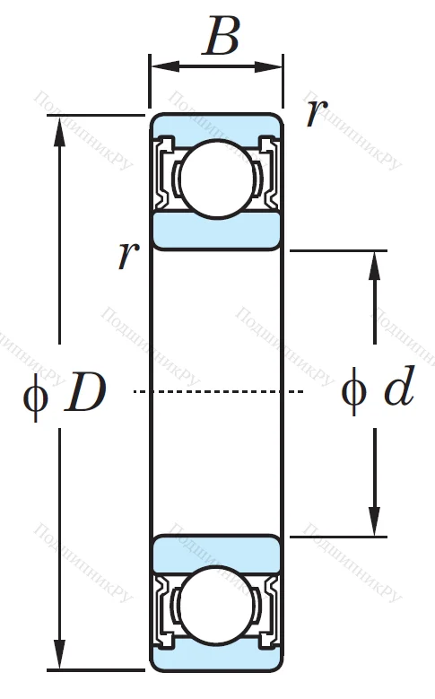 Однорядный шариковый подшипник 6322 2RS C 3