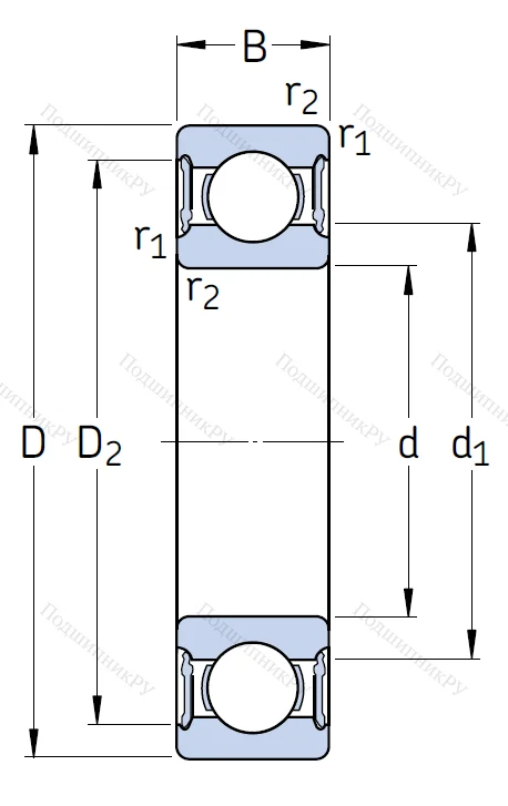 Однорядный шариковый подшипник 61902 2RS 1