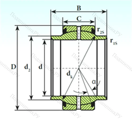 Подшипник скольжения сферический GEEM 70 ES 2RS от производителя  ISB