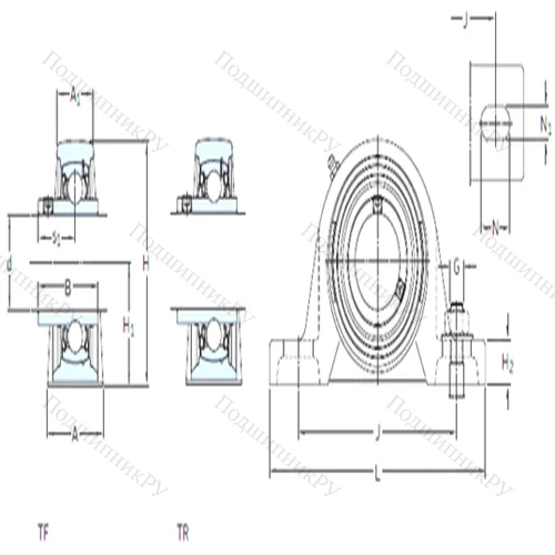 Подшипниковый узел шариковый радиальный SY 1.3/16 TF/AH от производителя  SKF