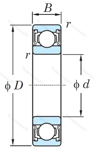 Однорядный шариковый подшипник 6302 2RS CM FG от производителя  KOYO