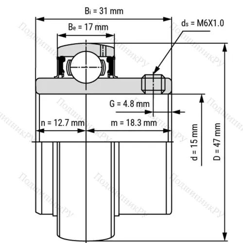 Радиальный шарикоподшипник из нержавеющей стали SS UC 202 - Вал 15мм от производителя  LPZ