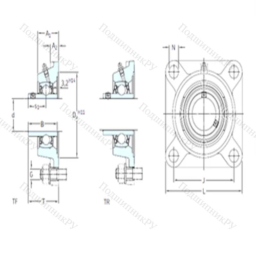 Подшипниковый узел шариковый радиальный FY 1. TF