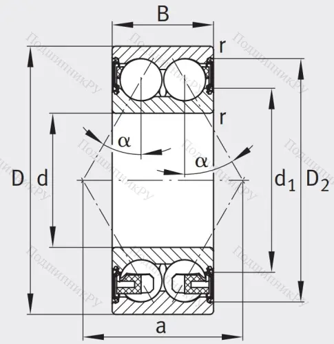 Двухрядный шариковый подшипник 3209 BD XL 2HRS TVH от производителя  FAG