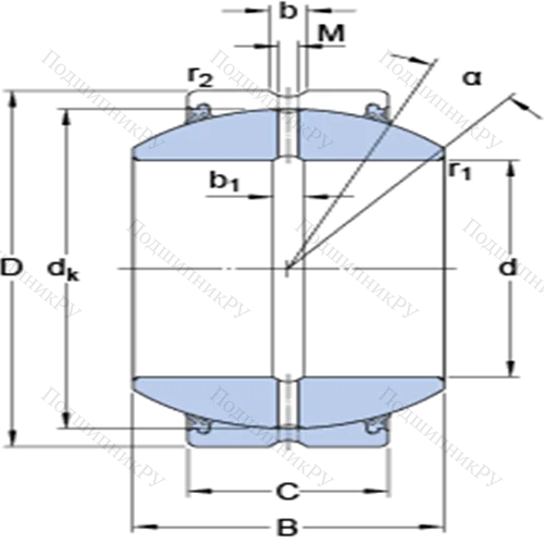 Радиальные сферические подшипники скольжения с контактными поверхностями сталь/сталь, требующие техобслуживания GEH 30 ES-2RS от производителя  SKF