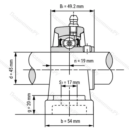 Подшипниковый узел UCP 209 - Вал: 45 мм от производителя  LPZ