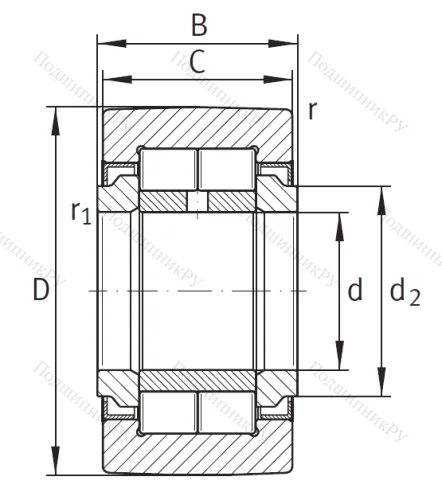 Игольчатый подшипник NUTR 2562 A от производителя  INA