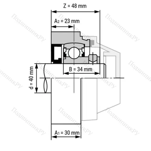 Подшипниковый узел WP-SSBFL 208 - Вал: 40 мм от производителя  LPZ