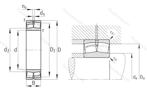 Сферический роликовый подшипник 22212 E 1 XL от производителя  FAG
