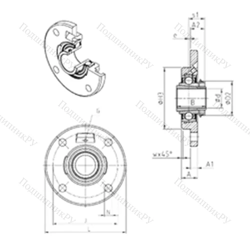 Подшипниковый узел шариковый радиальный UKFCE 215H
