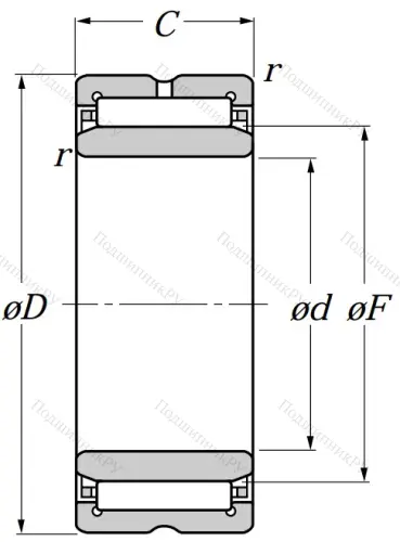 Игольчатый подшипник NA 4904 R от производителя  NTN