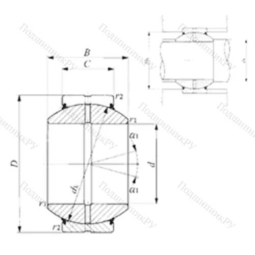 Подшипник скольжения сферический GE 25GS-2RS от производителя  IKO