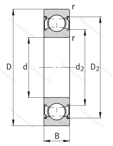 Однорядный шариковый подшипник 6214 2Z от производителя  FAG