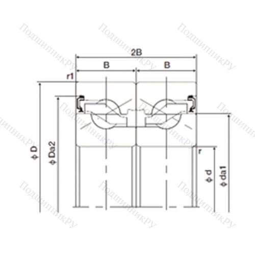 Подшипник шариковый упорно-радиальный спаренный 25TAB 06DB-2NK