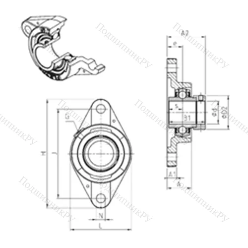 Подшипниковый узел шариковый радиальный EXFLE 212