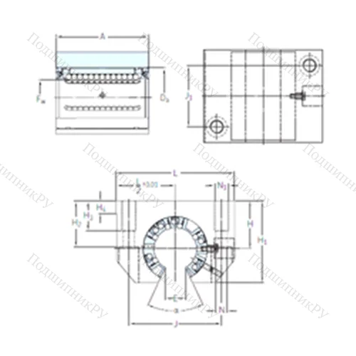 Подшипник шариковый линейный LUNF 50