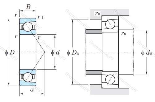 Однорядный шариковый подшипник 7005 FY (46105 Л ГОСТ) от производителя  KOYO
