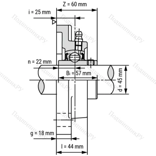 Подшипниковый узел UCF 309 - Вал: 45 мм от производителя  LPZ