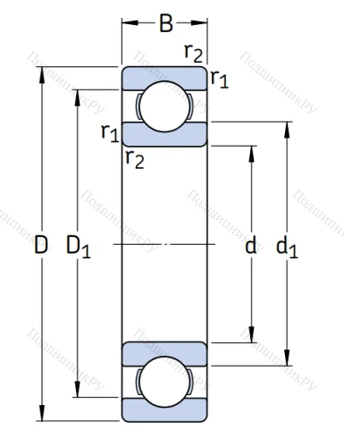 Однорядный шариковый подшипник 6306 от производителя  SKF
