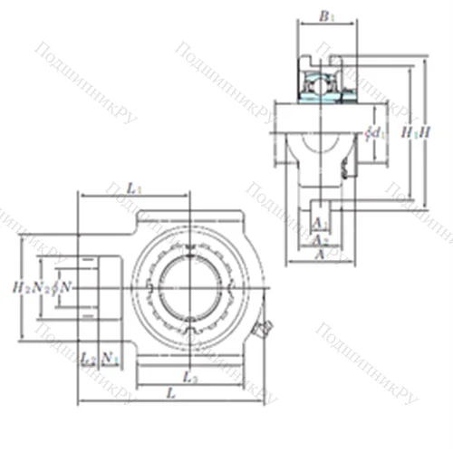 Подшипниковый узел шариковый радиальный UKT 211 от производителя  KOYO