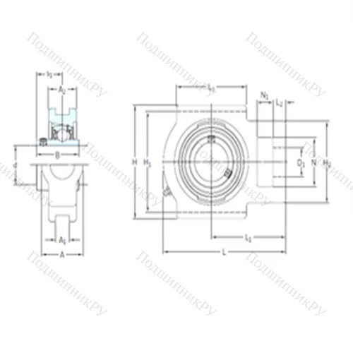 Подшипниковый узел шариковый радиальный TUJ 45 TF