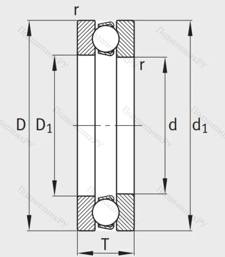 Упорный шариковый подшипник 8208 Н (51208) в Брянске