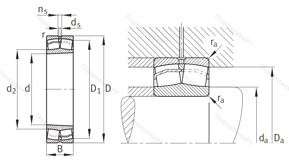 Сферический роликовый подшипник с конической посадкой на вал 21311 E 1 XL K