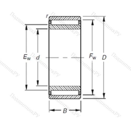Подшипник игольчатый радиальный NAO 45X 72X 20