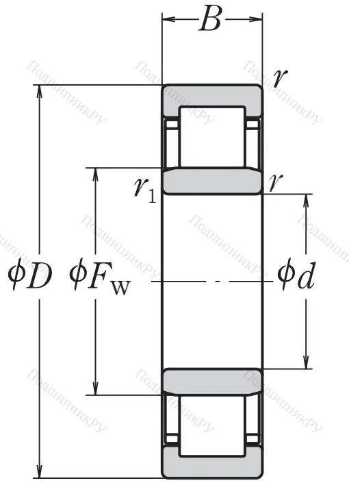 Роликовый цилиндрический подшипник NJ 208 ET C 3