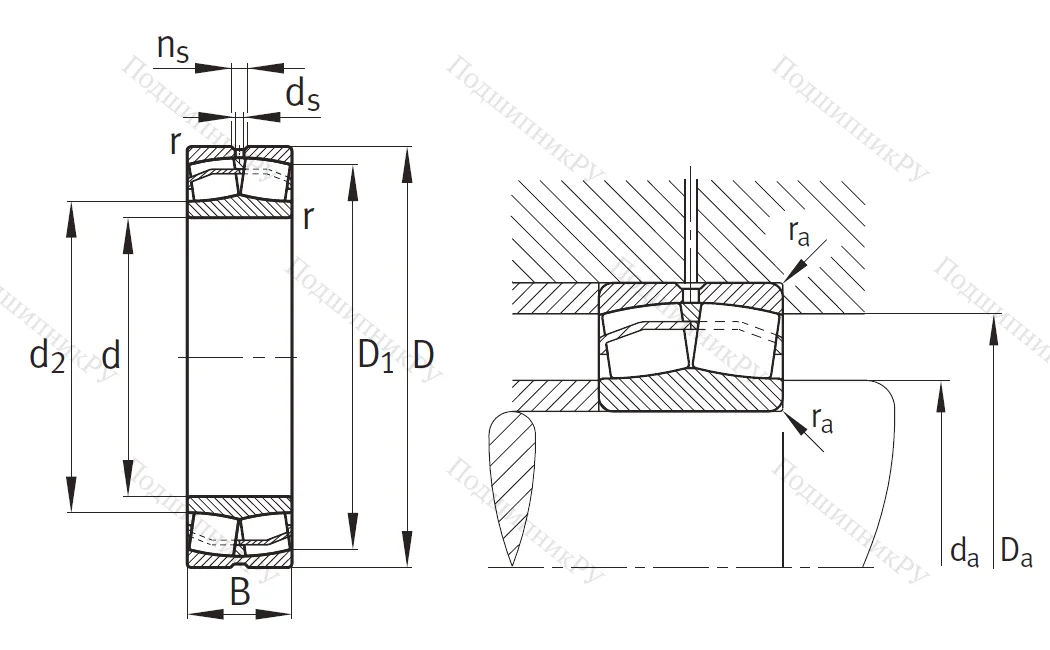 Сферический роликовый подшипник 22206 E 1