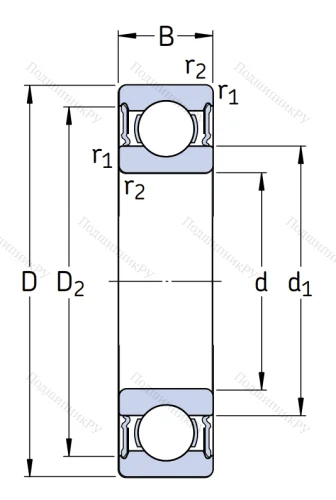 Шариковый однорядный подшипник 180214 (6214 2RS) в Брянске