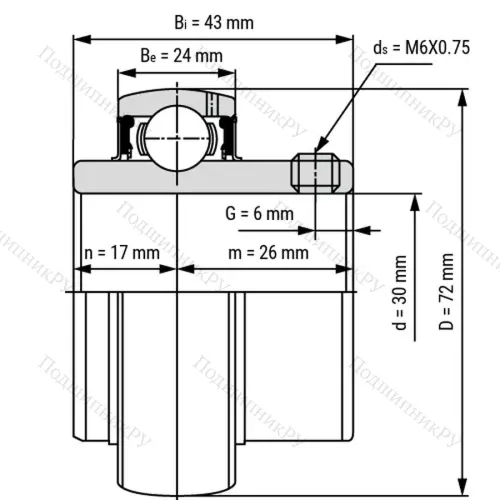 Радиальный шариковый подшипник UC 306 - Вал 30мм от производителя  LPZ
