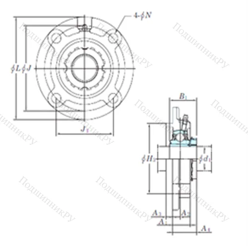 Подшипниковый узел шариковый радиальный UKFC 211