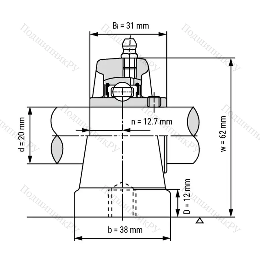 Подшипниковый узел UCPA 204 - Вал: 20 мм