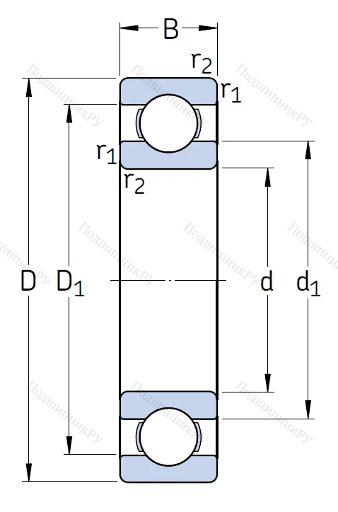 Однорядный шариковый подшипник 16006