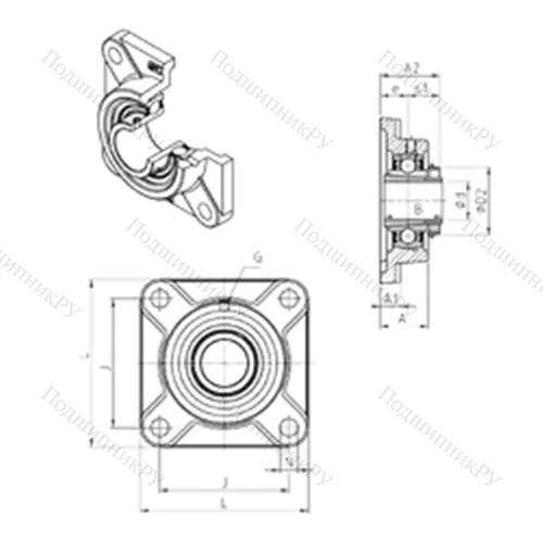 Подшипниковый узел шариковый радиальный UKF 318H