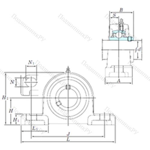 Подшипниковый узел шариковый радиальный UCP 205SC