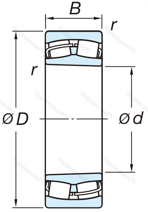 Сферический роликовый подшипник с конической посадкой на вал 22211 RZKW 33