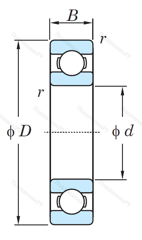 Однорядный шариковый подшипник 6010 C 3