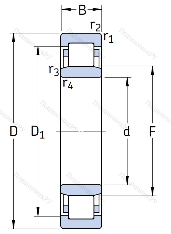 Роликовый цилиндрический подшипник NU 316 ECM
