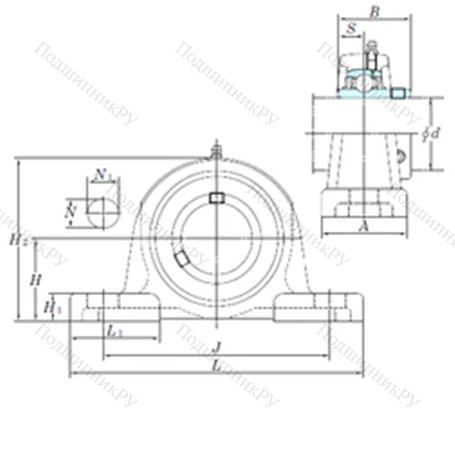 Подшипниковый узел шариковый радиальный UCP 206-20