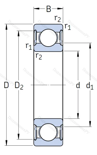 Однорядный шариковый подшипник 6216 2RS 1 от производителя  SKF