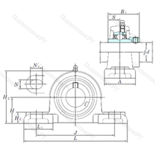 Подшипниковый узел шариковый радиальный NAPK 206-19
