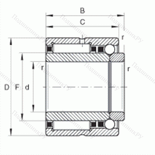 Шарикоподшипник радиально-упорный комбинированный с игольчатыми роликами NKIB 5914